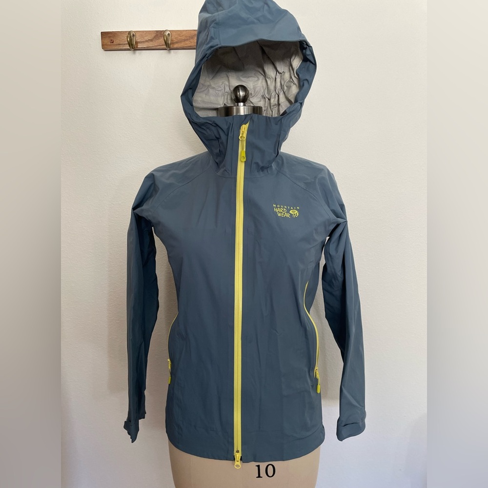 The North Face Women's Gray Rain Jacket with Yellow Accents